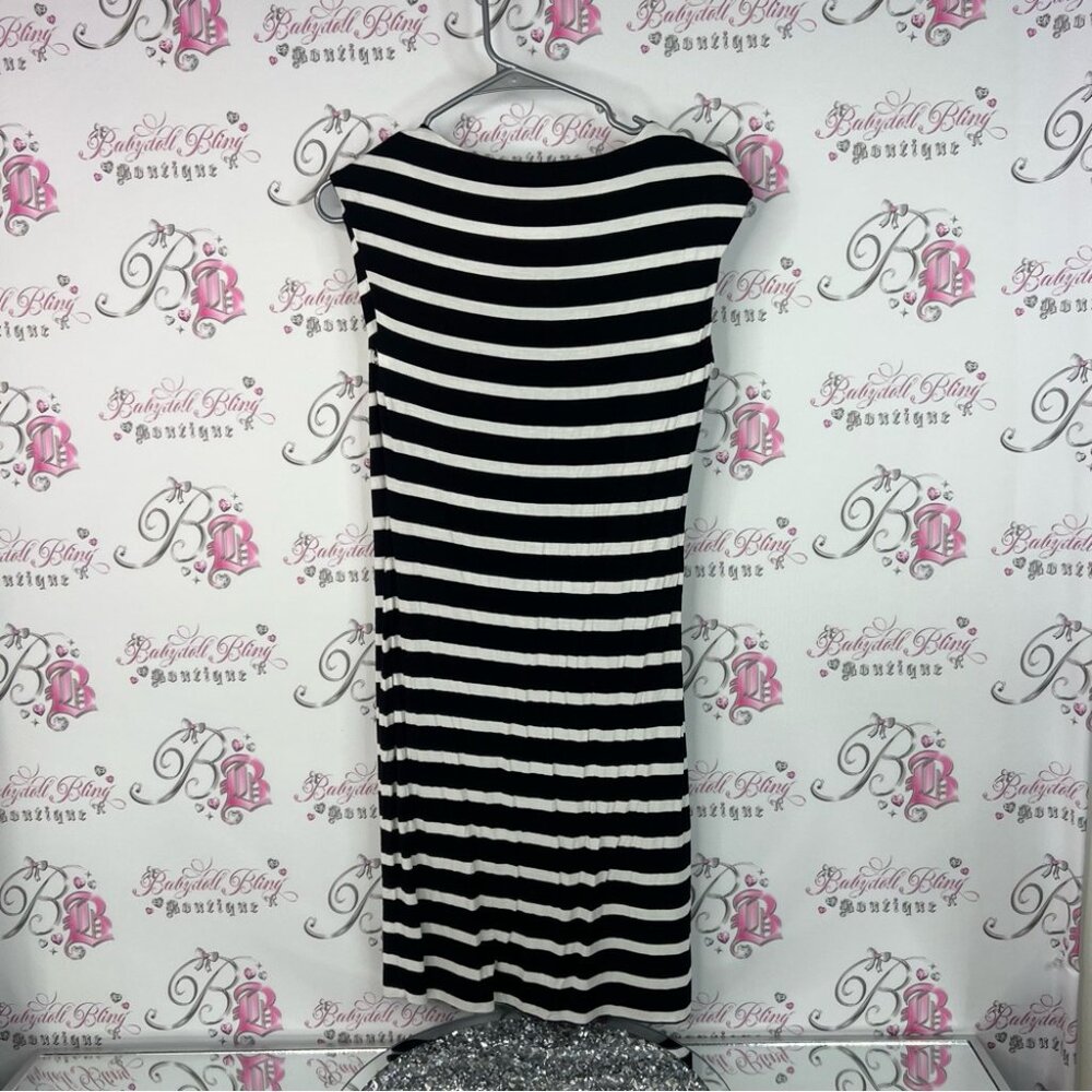 Calvin Klein dress stripes black white Monochrome Striped dress bodycon - Picture 2 of 8